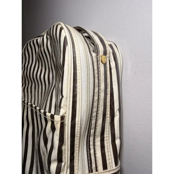 Vintage Henri Bendel Centennial Stripe Large Clear Vinyl Makeup Bag 12 X 9 X 4" - Picture 4 of 16